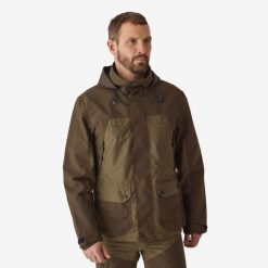 Kurtka Solognac 520 wodoodporna. Brązowe kurtki SOLOGNAC, na lato, s, bez wzorów, z materiału, bez kaptura. Za 499.99 zł.