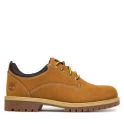 Półbuty Timberland. Brązowe eleganckie półbuty Timberland, bez wzorów, bez obcasa, bez zapięcia. Za 749.99 zł.