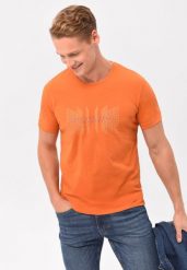 T-shirt z nadrukiem T-FLUX. Brązowe t-shirty Volcano, m, bez wzorów, z bawełny, bez kołnierzyka, bez ramiączek. Za 59.99 zł.