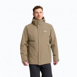 Kurtka 3w1 męska Jack Wolfskin Stonelite 3In1. Brązowe kurtki Jack Wolfskin, m, bez wzorów, z materiału, bez kaptura. Za 1,329.00 zł.