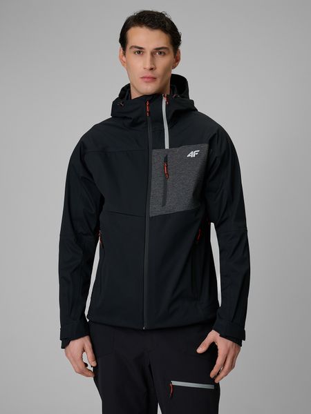 4F Kurtka softshell wiatroodporna membrana 10000 męska - czarna L. Czarne kurtki 4F, l, bez wzorów, z materiału, bez kaptura. Za 699.99 zł.