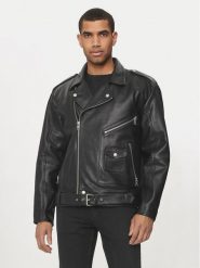 Calvin Klein Jeans Kurtka skórzana J30J325600 Czarny Regular Fit. Czarne kurtki Calvin Klein Jeans, m, bez wzorów, z jeansu, bez kaptura. Za 1,629.00 zł.