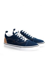 Trussardi Jeans Sneakersy | 77A00133 | Mężczyzna | Niebieski. Niebieskie buty sportowe casual TRUSSARDI, z aplikacjami, z jeansu, z okrągłym noskiem, bez zapięcia. W wyprzedaży za 229.00 zł.