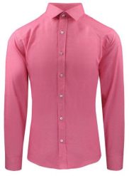 Męska Koszula Wizytowa, Taliowany Krój - Victorio - Różowa. Czerwone koszule Victorio, m, bez wzorów, z bawełny, bez kołnierzyka, bez ramiączek. Za 135.00 zł.