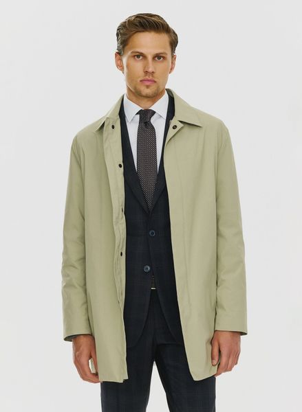 PAKO LORENTE – Beżowy klasyczny płaszcz męski P24SF-7X-002-E-0 - Pako Lorente. Brązowe płaszcze Pako Lorente, na wiosnę, m, bez wzorów, eleganckie, bez kaptura. Za 299.99 zł.