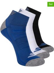 Skechers Skarpety (3 pary) w kolorze białym, czarnym i niebieskim rozmiar: 43-46. Białe skarpety Skechers, bez wzorów, ze splotem. Za 24.06 zł.