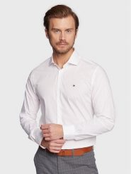 Tommy Hilfiger Koszula MW0MW25040 Biały Slim Fit. Białe koszule Tommy Hilfiger, m, bez wzorów, z bawełny, bez kołnierzyka, bez ramiączek. Za 219.99 zł.