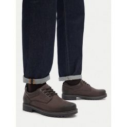 Półbuty Badura. Brązowe eleganckie półbuty Badura, bez wzorów, bez obcasa, bez zapięcia. Za 279.99 zł.