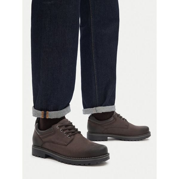 Półbuty Badura. Brązowe eleganckie półbuty Badura, bez wzorów, bez obcasa, bez zapięcia. Za 279.99 zł.