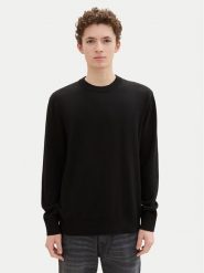 Tom Tailor Denim Sweter 1042509 Czarny Regular Fit. Czarne swetry rozpinane TOM TAILOR DENIM, m, bez wzorów, z bawełny, bez kołnierzyka, bez ramiączek. Za 89.99 zł.