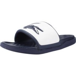 Klapki Lacoste Model Serve Slide Dual Kolor Niebieski. Niebieskie klapki LACOSTE, z syntetyku. Za 326.50 zł.