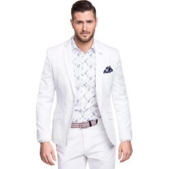 Marynarka LEONARDO MABS000055. Białe garnitury Giacomo Conti, na imprezę, m, bez wzorów, z bawełny. Za 499.00 zł.