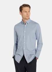 PAKO LORENTE - Granatowa koszula w drobną kratę. Koszule Pako Lorente, na jesień, m, bez wzorów, z elastanu, bez kołnierzyka, bez ramiączek. Za 199.99 zł.