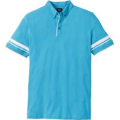 Shirt polo Regular Fit bonprix turkusowo-biały. Bezrękawniki bonprix. Za 32.99 zł.