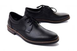 RIEKER 13510-00 black, półbuty męskie. Czarne eleganckie półbuty Rieker, bez wzorów, bez obcasa, bez zapięcia. Za 311.92 zł.