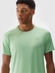4F Koszulka treningowa regular szybkoschnąca męska - zielona 3XL. Zielone t-shirty 4F, m, bez wzorów, z dzianiny, bez kołnierzyka, bez ramiączek. W wyprzedaży za 39.99 zł.