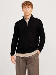 Jack & Jones Sweter w kolorze czarnym rozmiar: XXL. Czarne swetry nierozpinane Jack & Jones, xxl, bez wzorów, ze splotem, bez kołnierzyka, bez ramiączek. Za 88.43 zł.