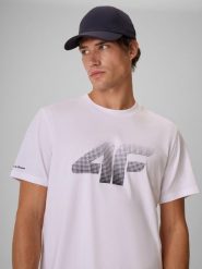 4F T-shirt regular z nadrukiem męski - biały S. Białe t-shirty 4F, m, bez wzorów, z bawełny, bez kołnierzyka, bez ramiączek. Za 69.99 zł.