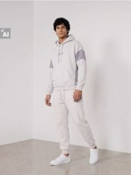 Bluza hoodie comfort fit z kontrastowymi panelami - kremowy. Białe bluzy bez kaptura Sinsay, l, bez wzorów, bez kaptura. Za 69.99 zł.