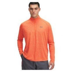 Koszulka męska Under Armour Tech Textured 1/2 Zip. Brązowe bluzy Under Armour, m, bez wzorów, bez kaptura. Za 129.99 zł.