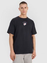 4F T-shirt oversize z nadrukiem męski - czarny XL. Czarne t-shirty 4F, m, bez wzorów, z bawełny, bez kołnierzyka, bez ramiączek. Za 69.99 zł.
