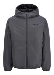 Kurtka zimowa JJ REBEL. Czarne kurtki bonprix, na zimę, l, z aplikacjami, z kapturem. Za 129.99 zł.
