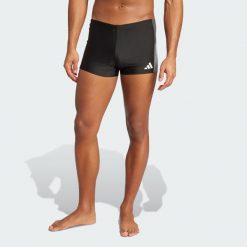 Bokserki do pływania z kontrastowym zestawieniem kolorów. Czarne bokserki Adidas, l, bez wzorów. Za 129.00 zł.