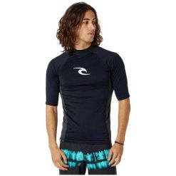 Koszulka do pływania męska Rip Curl Waves UPF Performance. Czarne odzież kąpielowa Rip Curl, m, bez wzorów, sportowe. Za 99.00 zł.