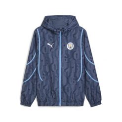 Kurtka Prematch Manchester City 2024/25. Niebieskie kurtki Puma, xs, bez wzorów, bez kaptura. W wyprzedaży za 290.75 zł.