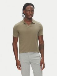Lindbergh Polo 30-404036 Khaki Slim Fit. Brązowe koszulki polo Lindbergh, m, bez wzorów, z bawełny, bez kołnierzyka, bez ramiączek. Za 139.99 zł.