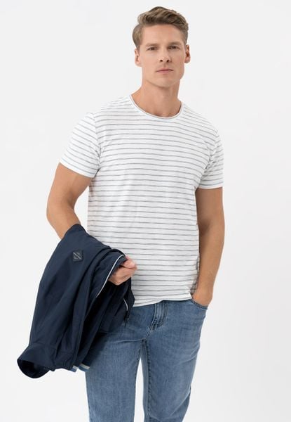 T-shirt w paski TM-ULF. T-shirty Volcano, l, bez wzorów, z bawełny, bez kołnierzyka, bez ramiączek. Za 69.99 zł.