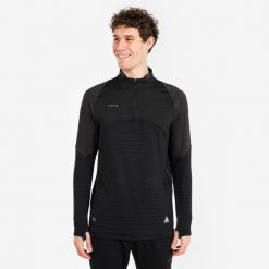 Bluza piłkarska Kipsta CLR półsuwak. Czarne bluzy KIPSTA, s, bez wzorów, z materiału, bez kaptura. Za 129.99 zł.
