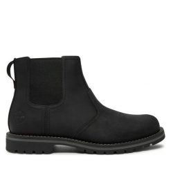 Sztyblety Timberland. Czarne botki sznurowane Timberland, bez wzorów, bez obcasa, bez zapięcia. Za 749.99 zł.