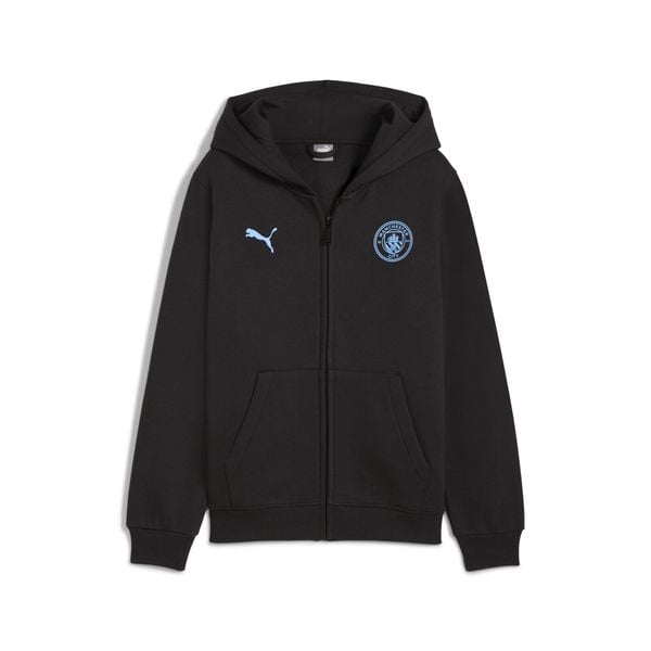Młodzieżowa kurtka Manchester City FtblEssentials z kapturem PUMA. Czarna kurtki Puma, m, bez wzorów, z kapturem. Za 259.00 zł.