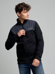 Bluza męska ze stójką czarna Joe 906. Czarne bluzy BIG STAR, na zimę, l, bez wzorów, z bawełny, bez kaptura. Za 249.99 zł.
