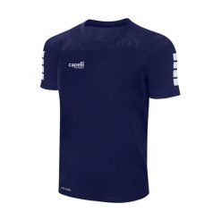 Koszulka piłkarska męska Capelli Tribeca Adult Training. Niebieskie t-shirty sportowe CAPELLI SPORT, bez wzorów, bez ramiączek, do piłki nożnej. Za 85.99 zł.