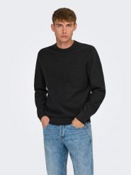ONLY & SONS Sweter "Tony" w kolorze czarnym rozmiar: S. Czarne swetry nierozpinane Only & Sons, s, bez wzorów, z bawełny, bez kołnierzyka, bez ramiączek. Za 79.03 zł.