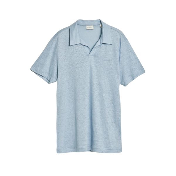 Koszulka polo męska Gant Linen Ss Polo. Niebieskie koszulki polo GANT, m, bez wzorów, ze lnu, bez kołnierzyka, bez ramiączek. W wyprzedaży za 223.00 zł.