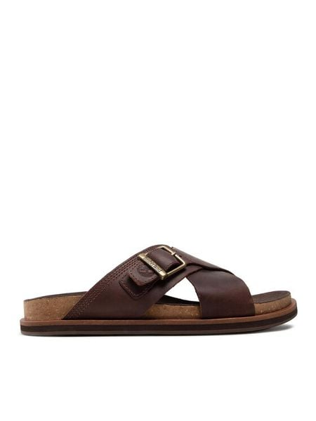 Timberland Klapki Amalfi Vibes Cross Slide TB0A41A1V131 Brązowy. Brązowe klapki Timberland, ze skóry. Za 396.99 zł.