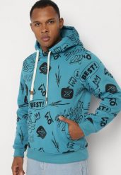 Niebieska Bluza z Bawełną i Kapturem Ozdobiona Abstrakcyjnym Wzorem Arsolea. Niebieskie bluzy Born2be, l, bez wzorów, z bawełny, z kapturem. W wyprzedaży za 76.49 zł.