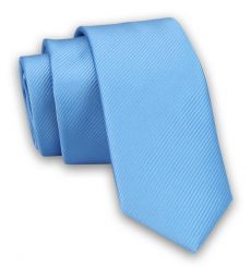 Jednokolorowy Krawat Męski, Śledź - 5 cm - Angelo di Monti, Niebieski. Niebieskie krawaty i muchy Angelo di Monti, bez wzorów. Za 45.00 zł.