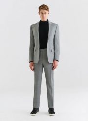 PAKO LORENTE – Szare spodnie garniturowe w delikatną kratę. Szare eleganckie spodnie Pako Lorente, z lycry. Za 299.99 zł.