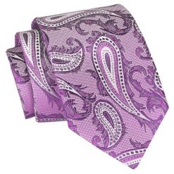 Męski Krawat Angelo di Monti - Różowy, Paisley. Czerwone krawaty i muchy Angelo di Monti, bez wzorów, z tkaniny. Za 45.00 zł.