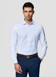 PAKO LORENTE - Błękitna koszula w prążek. Niebieskie koszule Pako Lorente, l, bez wzorów, z bawełny, bez kołnierzyka, bez ramiączek. Za 299.99 zł.