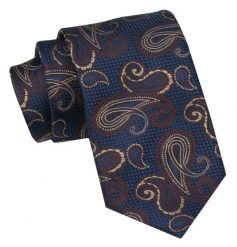 Klasyczny Męski Krawat - ALTIES - Brązowy Wzór Paisley. Brązowe krawaty i muchy Alties, bez wzorów, z tkaniny. Za 49.00 zł.