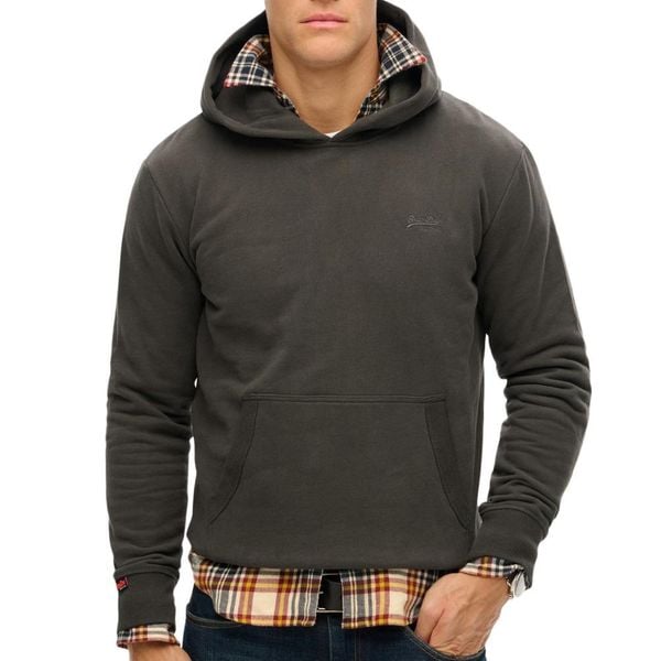 Bluza z kapturem i logo Superdry Essential. Czarne bluzy z kapturem Superdry, m, bez wzorów, z bawełny, z kapturem. Za 351.20 zł.