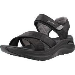 Sandały SKECHERS 164078S Czarny. Czarne sandały Skechers, z tkaniny, bez zapięcia. Za 268.99 zł.