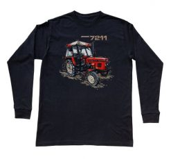 Zetor 7211 — bluzka z długim rękawem (Rozmiar: 7 - 8 lat; Kolor koszulki: czarny; Rodzaj nadruku: Zetor 7211). Czarne bluzki z długim rękawem nikiniki, l, bez wzorów, z bawełny, bez kołnierzyka, bez ramiączek. Za 79.00 zł.