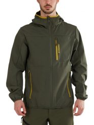 Kurtka softshellowa męska Fundango Alloy Hooded Softshell. Zielone kurtki Fundango, m, bez wzorów, z materiału, z kapturem. Za 599.00 zł.
