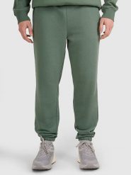 4F Spodnie dresowe w kolorze zielonym rozmiar: M. Zielone spodnie treningowe długie 4F, m, bez wzorów, z dresówki. Za 68.45 zł.